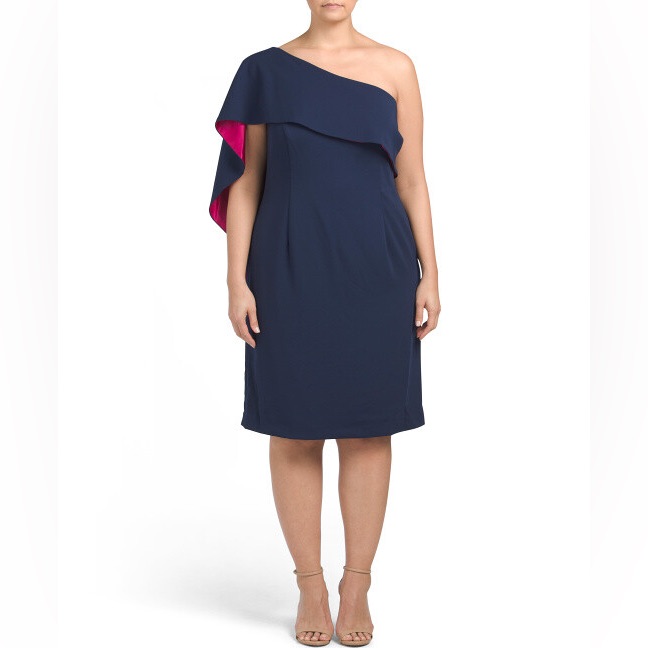 New Carmen Marc Valvo Navy Infusion Labelled Cocktail Dress Women’s Size 24w